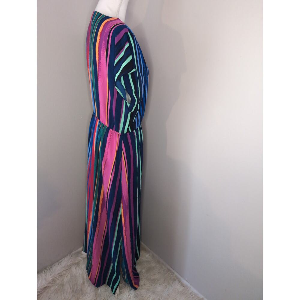 Halogen Boho Maxi Dress Multicolor Stripe Batwing Kimono Flowy Resort - Picture 5 of 7